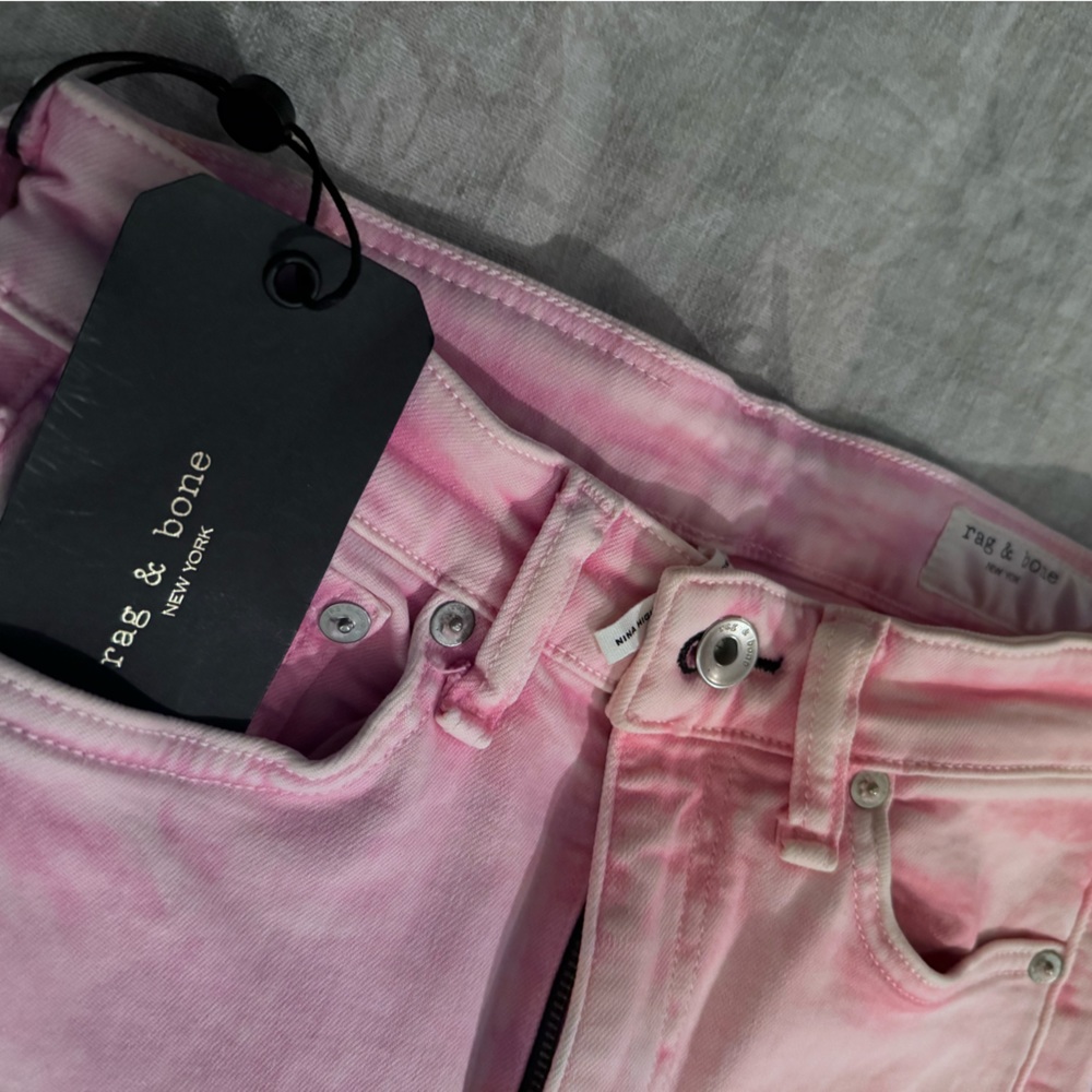 NWT rag & bone nina high rise ankle skinny, marbled pink, size 25